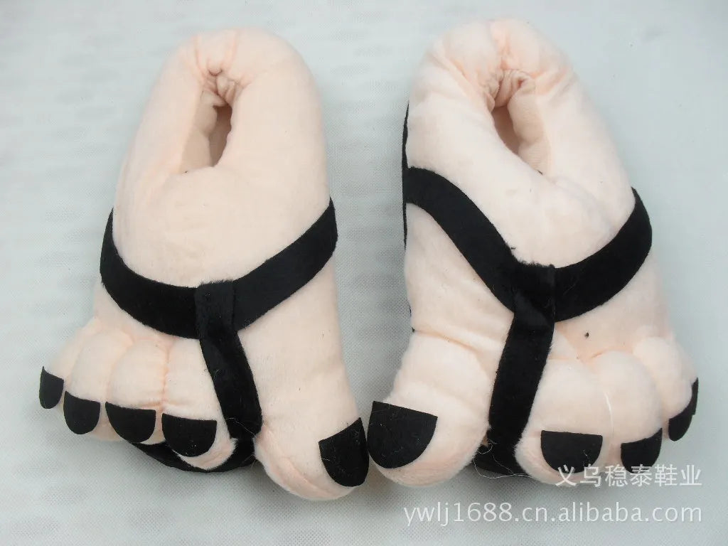 Winter Funny Slippers for Men Women Cute Home Shoes Big Foot Furry Slippers Unisex Indoor Boys Man Fuzzy Five Finger Slippers