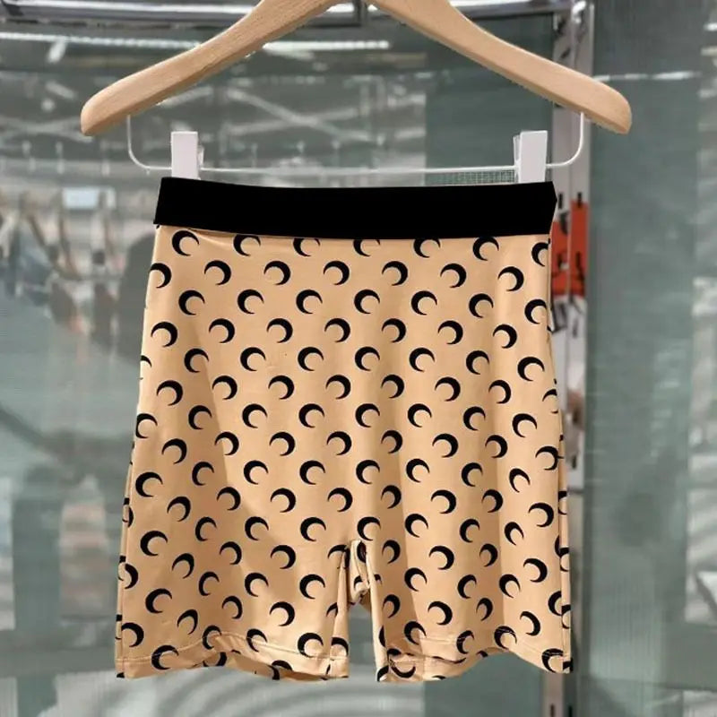 Summer Women Color Block Sports Shorts Ice Silk Moon Print High Street Casual Shorts Elastic Waist Slim Fit