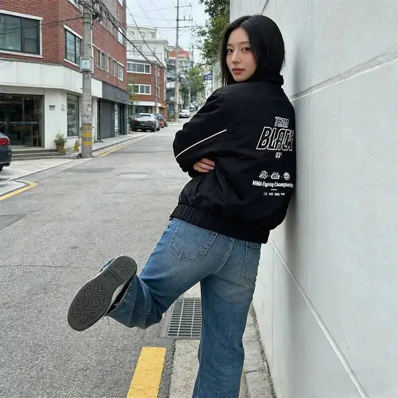Korean Manhwa Jinx Team Black Windbreaker Jacket Men Women Sports Coat Loose Track Activewear Joo Jaekyung Y2K Coat Unisex