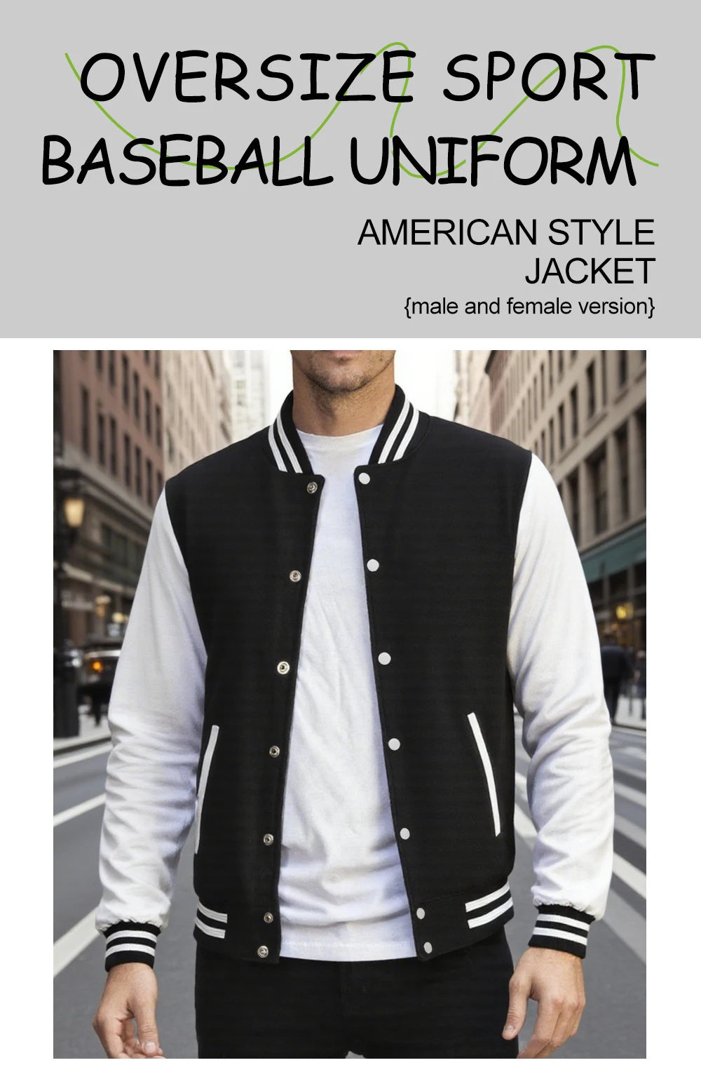 New York Art Letter Creative Printing Man Tops Basics Comfy Baseball Uniform Oversized High Street Menswear Autumn Winter Jacket