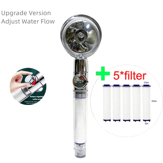 High-Pressure Shower Head Handheld Turbo Fan Showerhead With 5 Filters Water Saving Spray rain Shower Bathroom Accessories