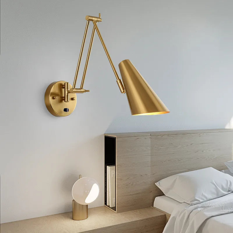 Led Dimmable Wall Lamp Bedroom Bedside Reading Light Folding Telescopic Switch Modern Creative Study Rocker Wall Light Fixture
