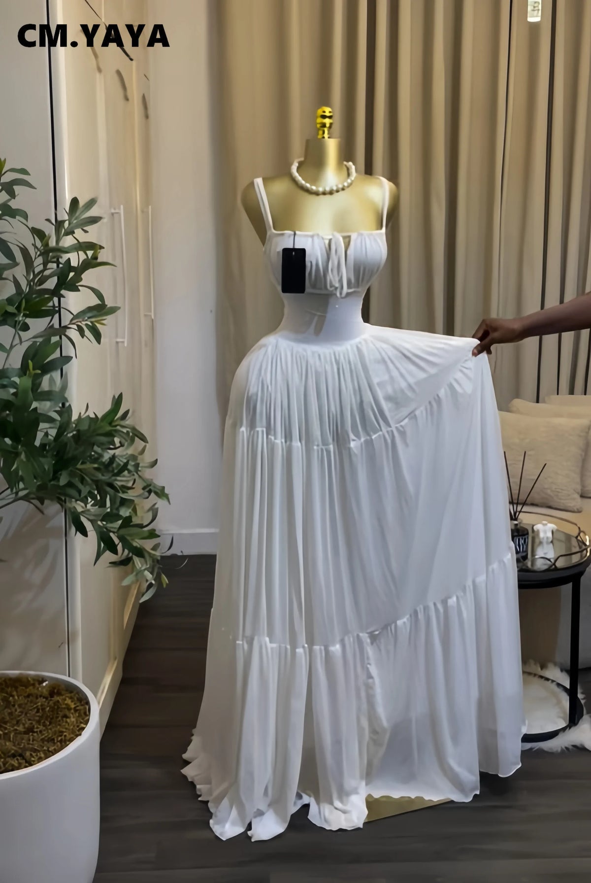 CM.YAYA 2026 Fall Winter Women Long Sleeve Slash Neck Long Maxi Dress Slim Evening Birthday Trendy Sexy Vacation Party Dresses