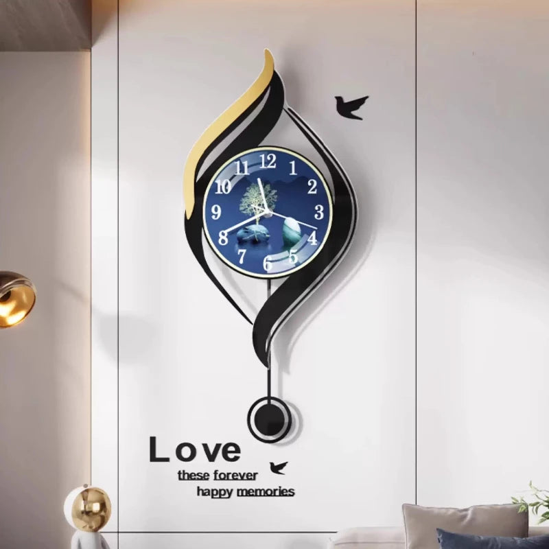 Chinese Style Xenomorph Wall Clock Modern Creative Luxury Metal Art Decor Silent Wall Watch For Living Room Study Home Decor