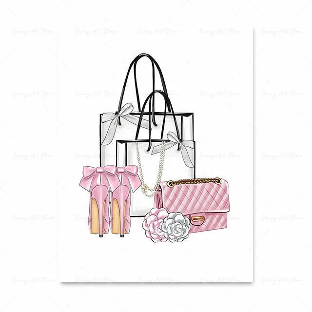 Abstract Fashion Girl DIY Diamond Painting New Lipstick Wall Art Makeup Perfume Bottle Embroidery Pink Paris Bedroom Home Decor