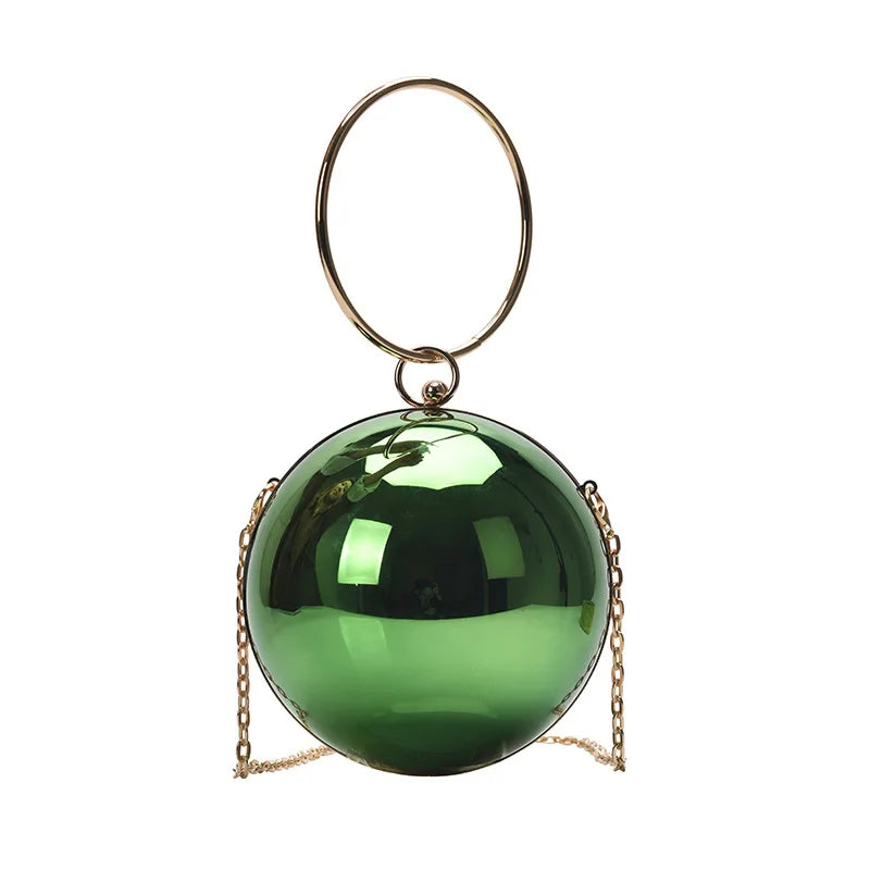 Luxury Women Round Ball Evening Bag 2024 Fashion Smooth Bright Surface Clutch Bag Ladies Crossbody Bag Party Chain Handbag Purse