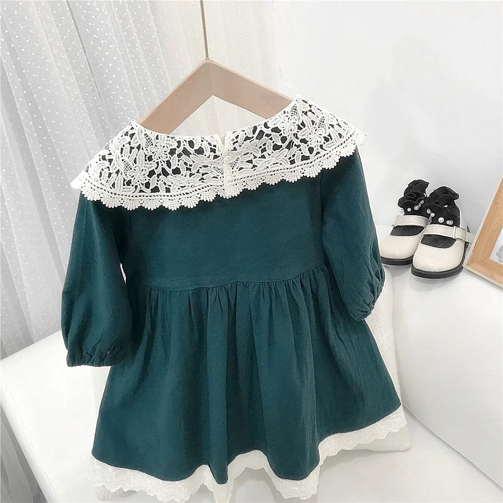 Spring Autumn Princess Dress For Girls Lace Floral Girls' Dresses Casual Long Sleeve Baby Girl Dress Clothing Children Costume