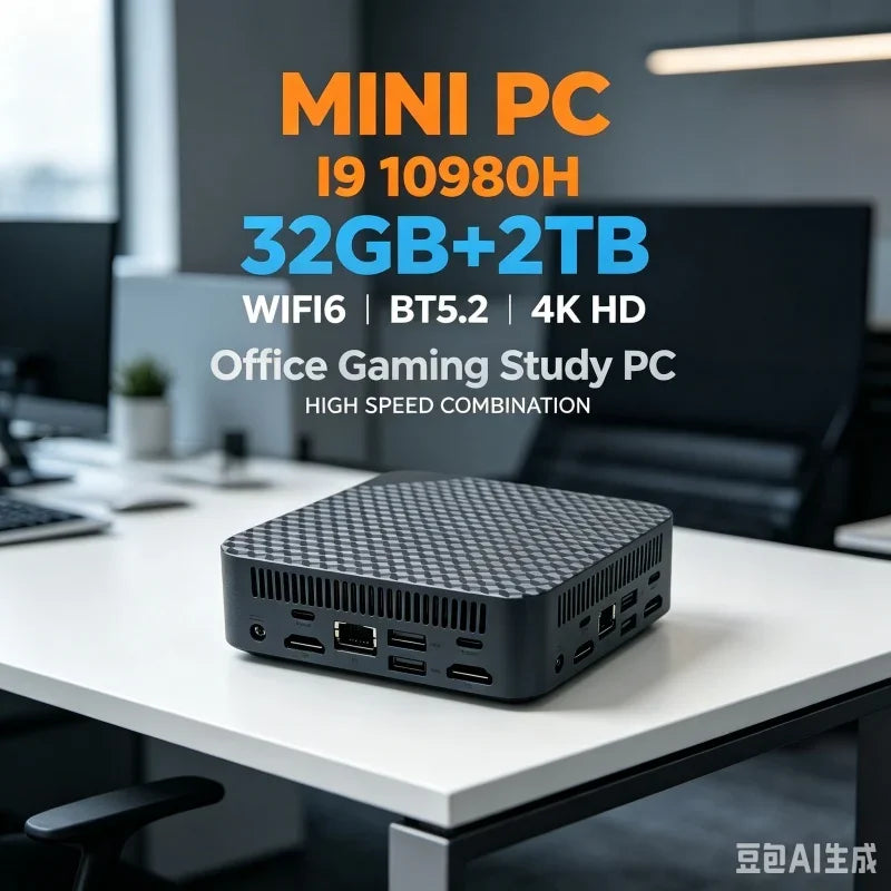 NEW Mini PC Intel Core I9 10980HK PC Gaming Computer 8/16GB RAM 1TB 2TB M.2 SSD WiFi 6 BT5.2 4K HD Portable Desktop Pc