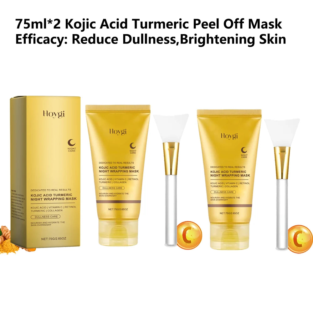 Collagen Peel Off Facial Mask + Kojic Acid Turmeric Overnight Wrapping Mask Anti Aging Nourishes Glowing Skin Peel Off Face Mask
