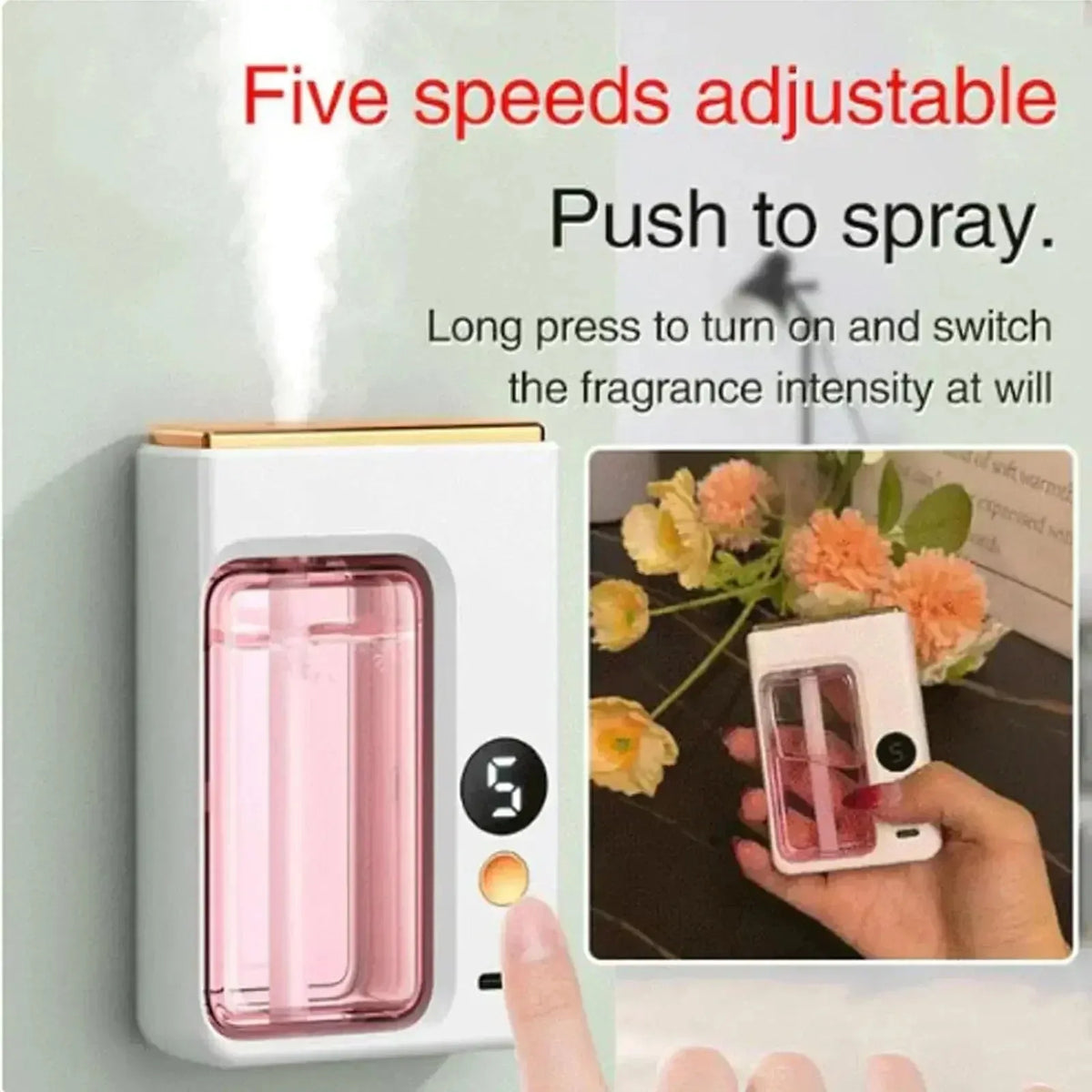 Smart Aroma Diffuser Air Purifier 5 Gears Digital Display Plant Essential Oils Wall Mount Tabletop USB Charging for Living Room