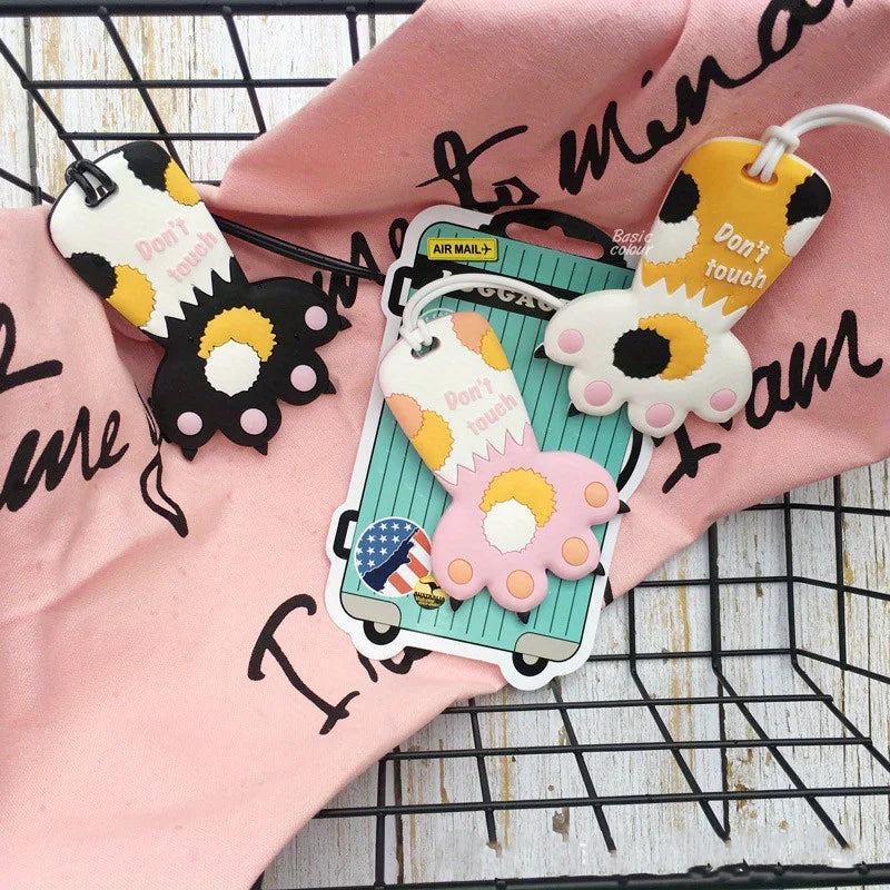Macaron Colored Cat Paw Luggage Tag Check-in Anti Loss Ornament, Containing Various Types of Luggage Tags