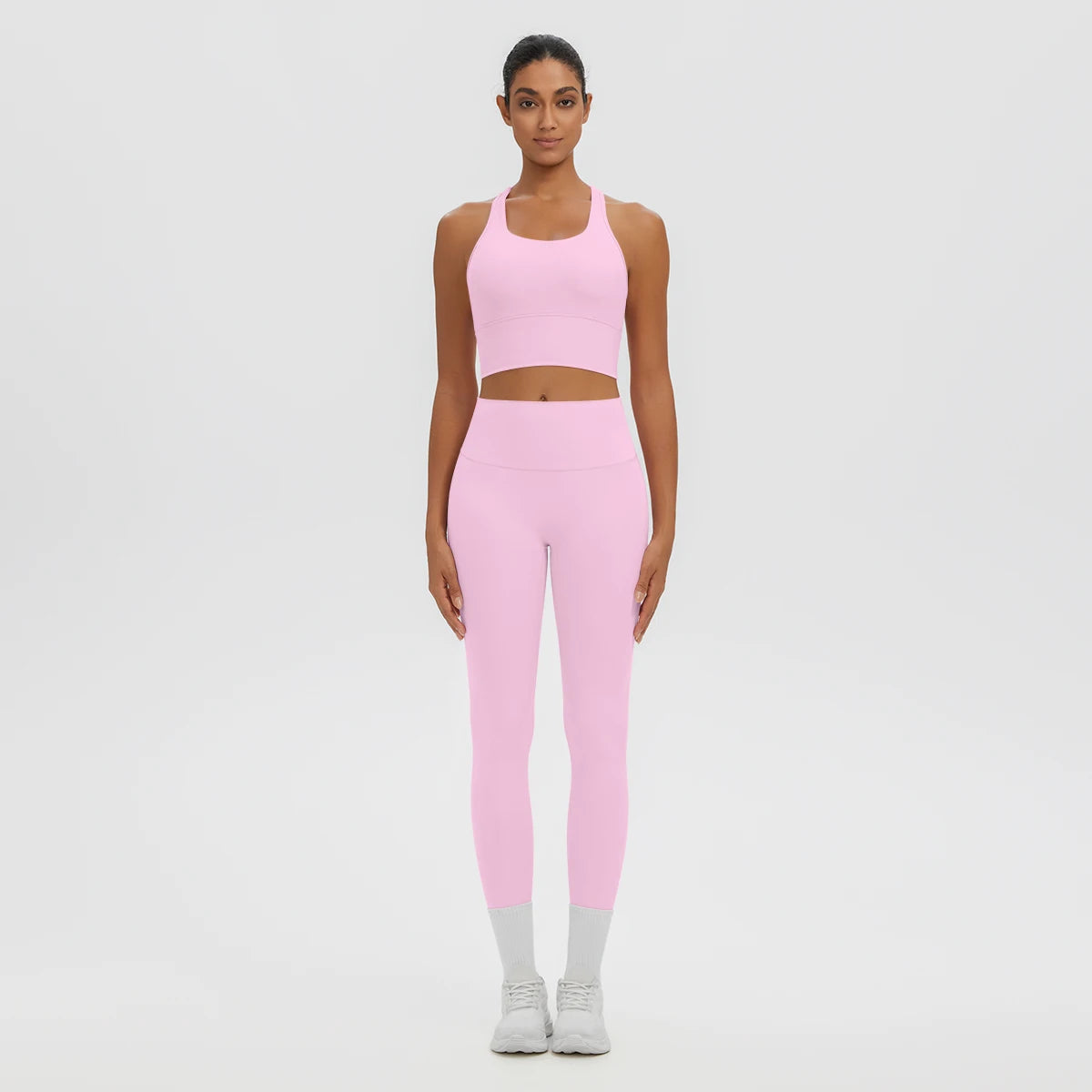 2PCS Women's Sports Pants Yoga Set Sexy Backless I-shaped Vest with Chest Pad Shock-absorbing Running Yoga Tank Top Yoga Pants