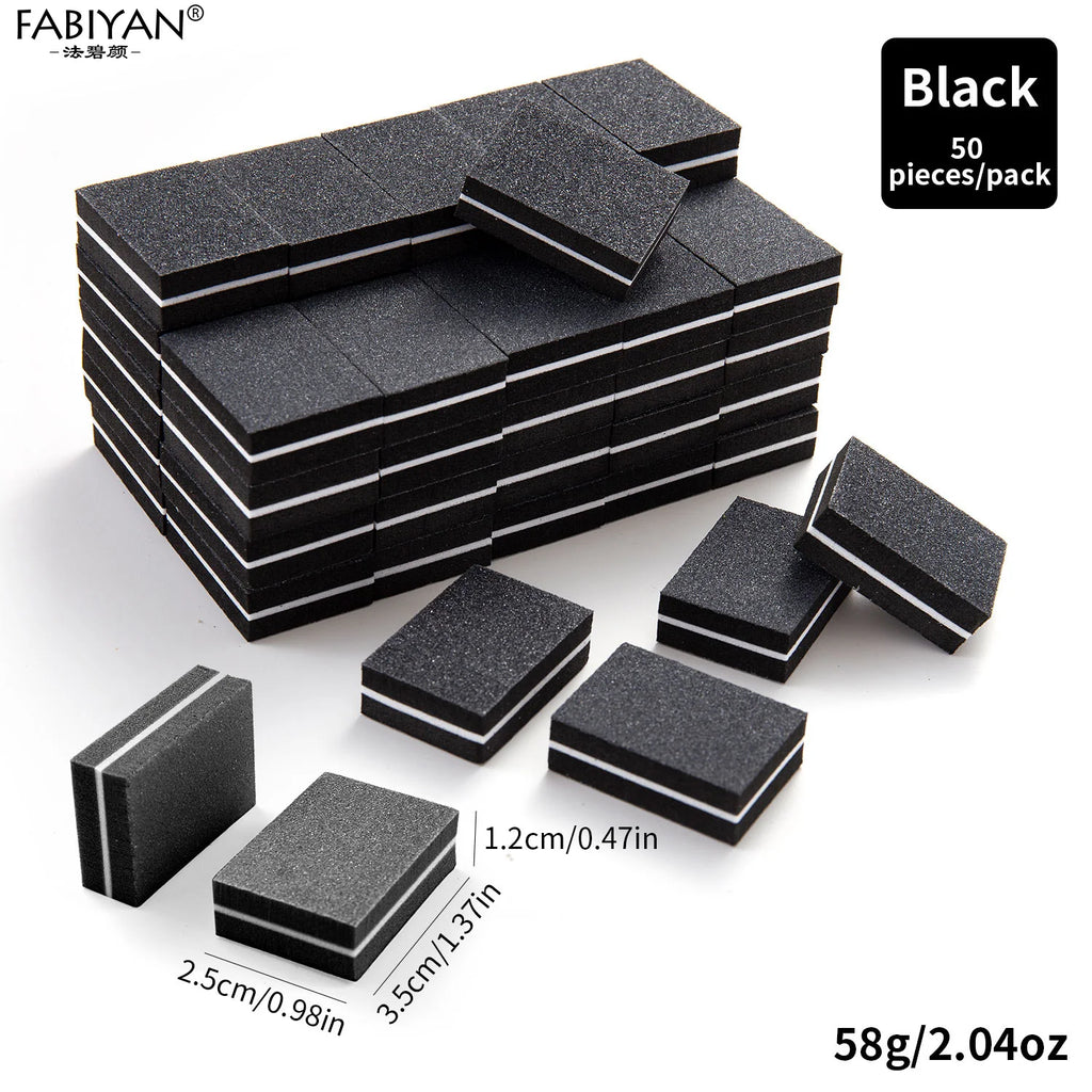 50Pcs/pack Mini Sponge Nail Buffer Block Double Sided Texture Nail File Buffers For Nail Pre-processing Polish Nails Accessories