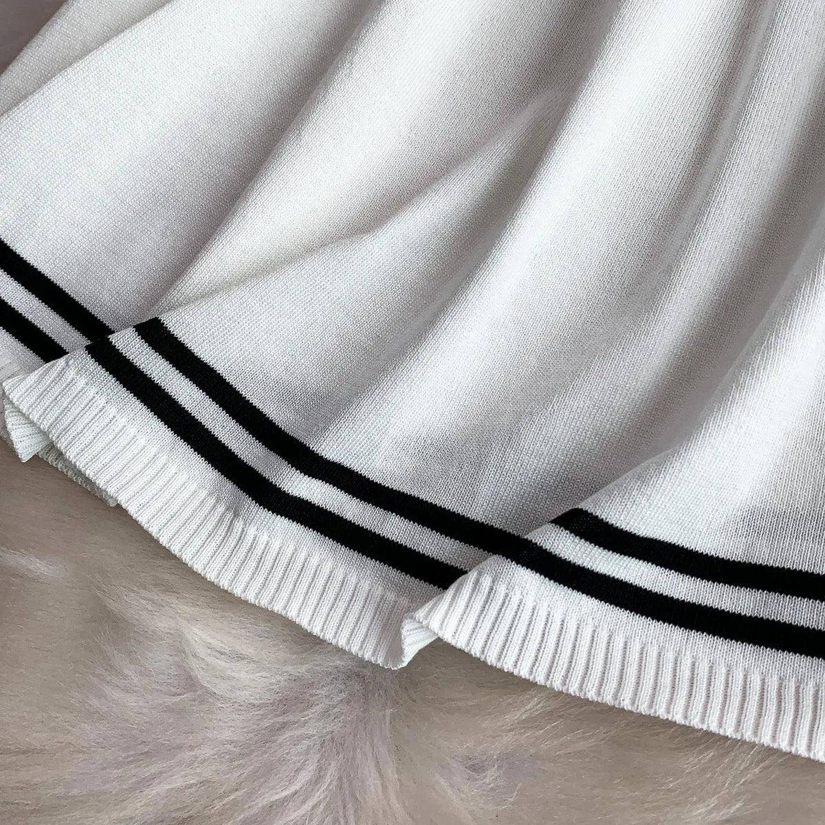 Summer Women Sweet Strechy Sundress Turndown Collar Short Sleeve Knitted Dress Lace Up Bow High Waist A-line Mini Dress