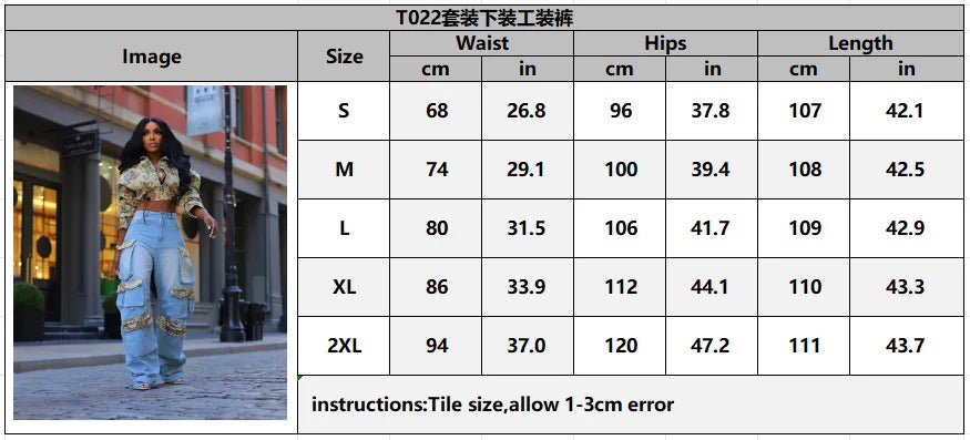 URBANCREW Floral Denim Jacket & Cargo Jeans Set — 2-Piece Streetwear