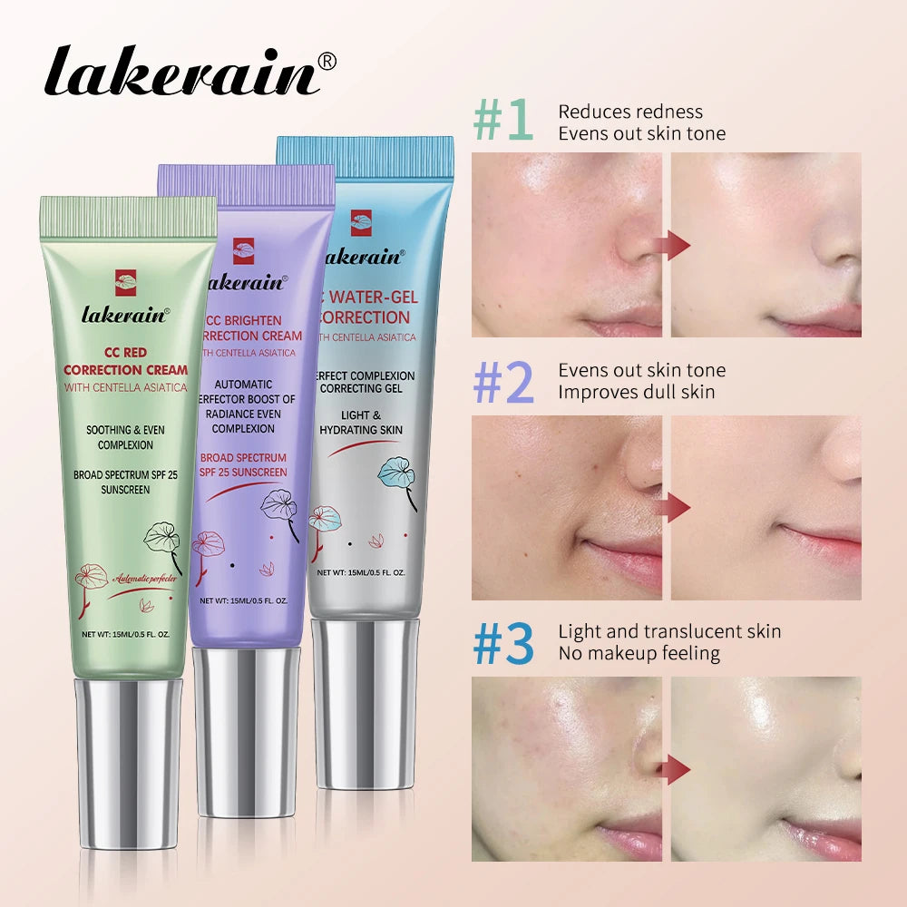 Lakerain Centella Color Changing CC Cream High Coverage Moisturizing Liquid Foundation Korean Face Base Makeup