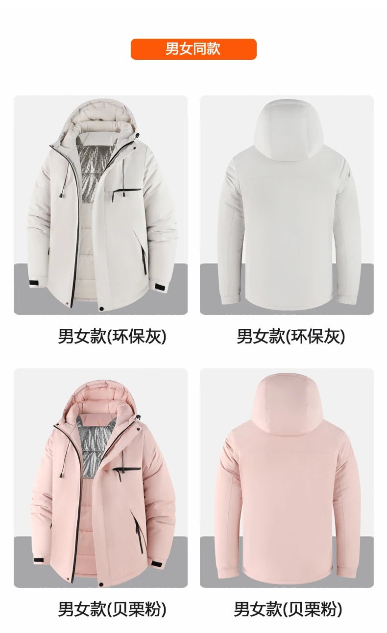 Men's Jacket Stand Collar Stamp Mens Parka Winter New Down Jacket Fleece Warm Jackets Men Business Leisure Coat Baseball Coats