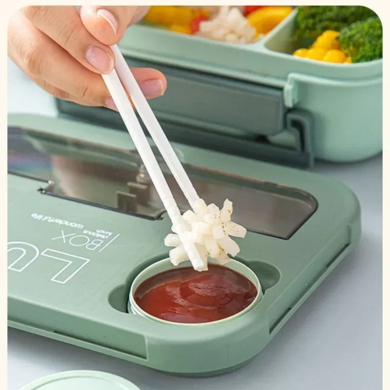 Compartment 1300ML Portable Lunch Box Kids Students Office Bento Box With Fork and Spoon Microwave Food Storage Container