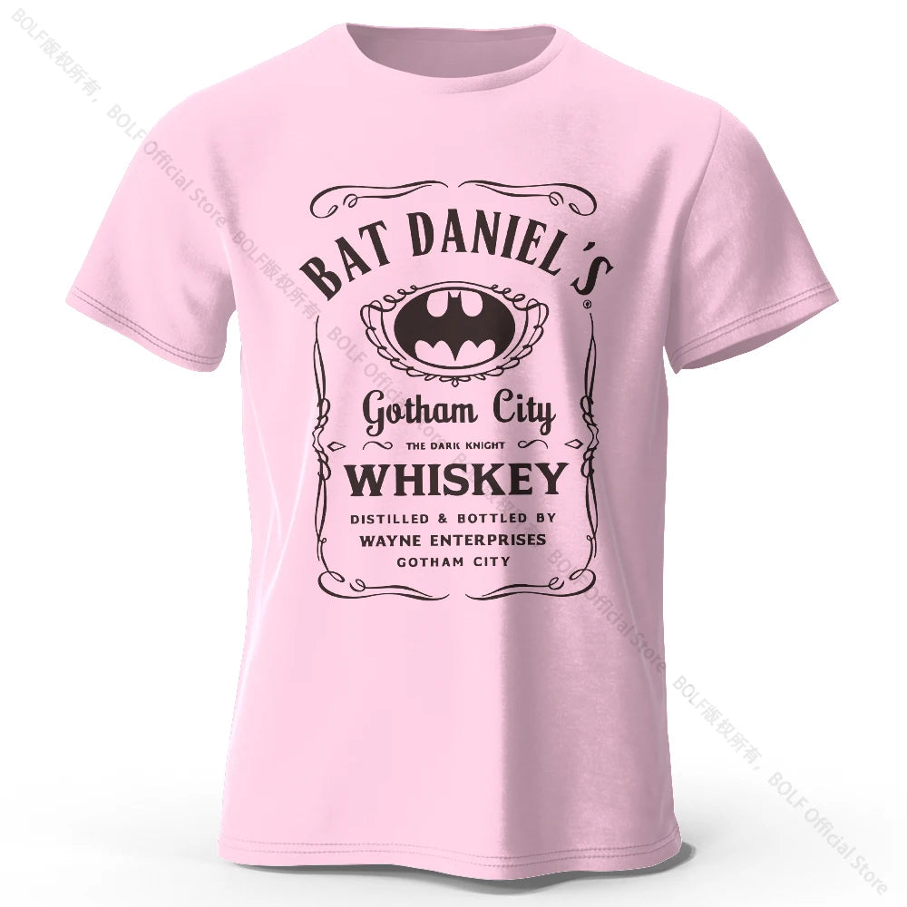Gotham City Whiskey Printed 100% Cotton T-Shirt, Soft & Breathable Round Neck Short Sleeve Tee, Unisex Dark & Urban Style
