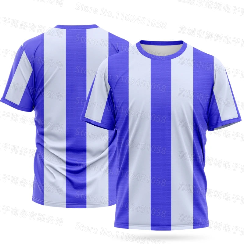 Summer Men Competition Team T-Shirts Fashion Striped Sports Shirt  Children Top Adult Women Tees Fitness Running Clothes