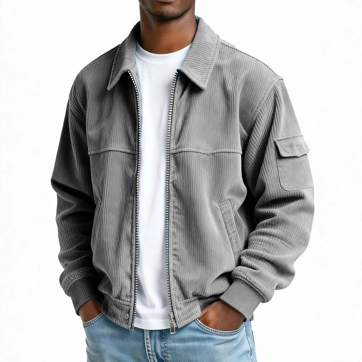 2026 Autumn Winter Men's Vintage Jackets Solid Corduroy Fashion Casual Full Sleeve Pocket Outwear Coats Man Sports Streetwear