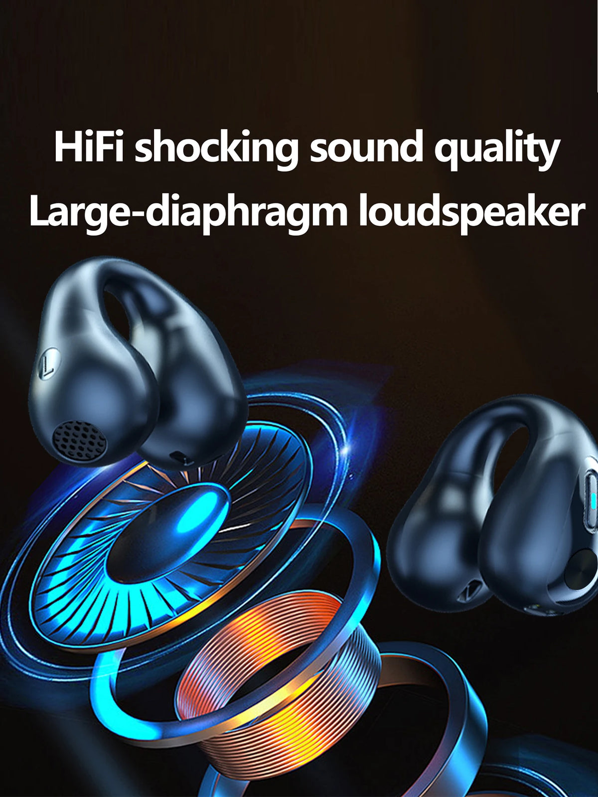 Wireless Clip-on Bluetooth Earphones with Ergonomic Secure Fit, Premium Audio Sound, IP Rated Waterproof for Sports Workout