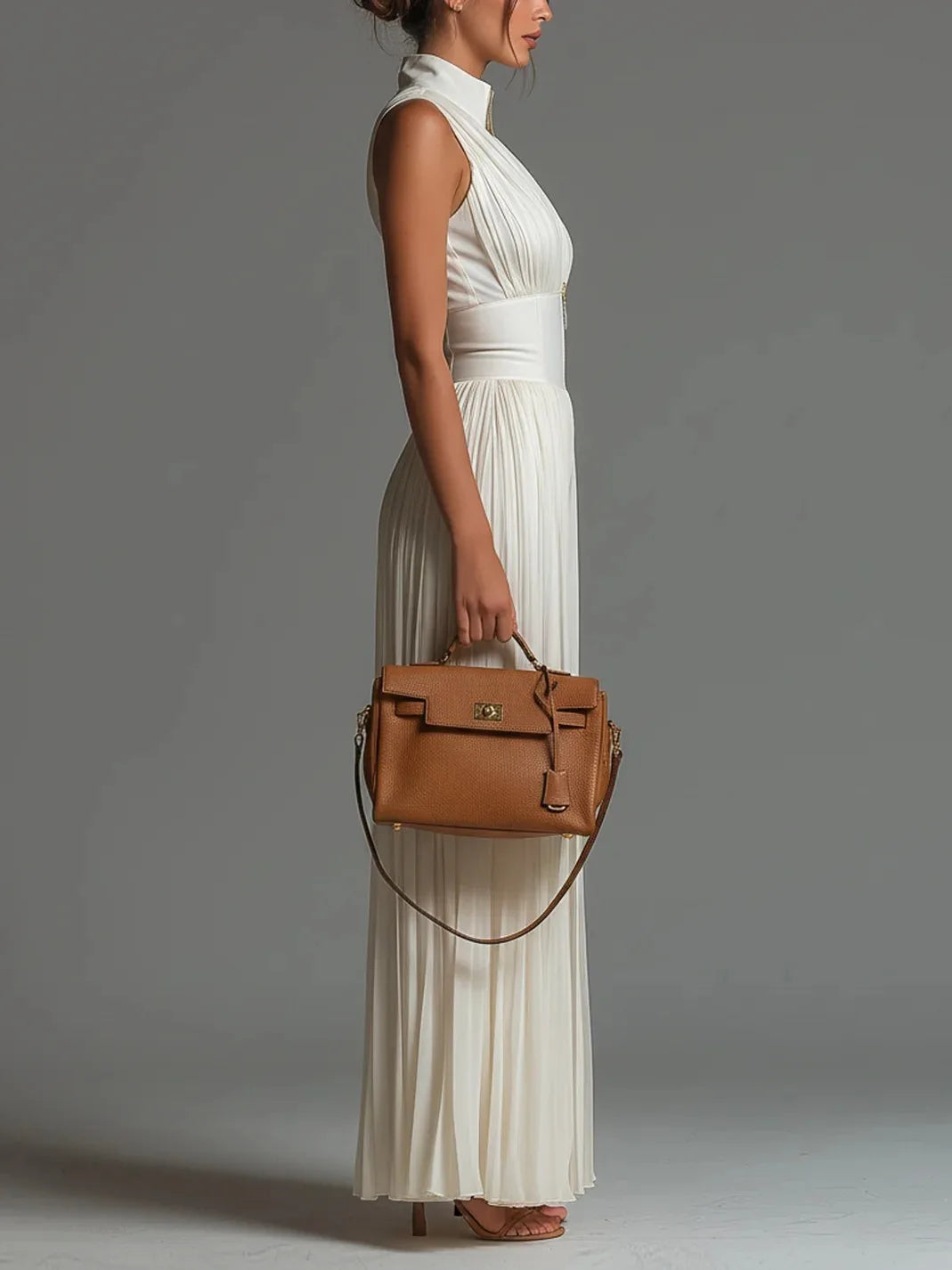 2026 White Pleated Neck Jumpsuit Women's Long Wide-leg Fashion Sexy Pleated Jumpsuits Sexy Slim Fits Sleeveless Rompers Y2K