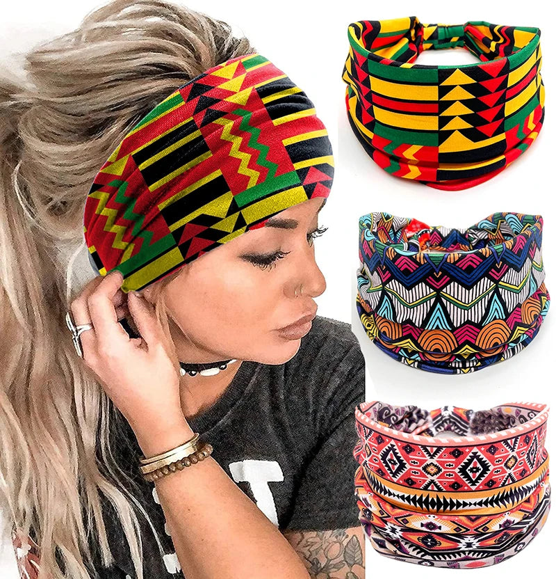 Bohemian Knot Turbans Yoga Elastic Head Wrap Women Fashion Vintage Elastic Hair Band Lady Wide Headbands Female Hair Accessories