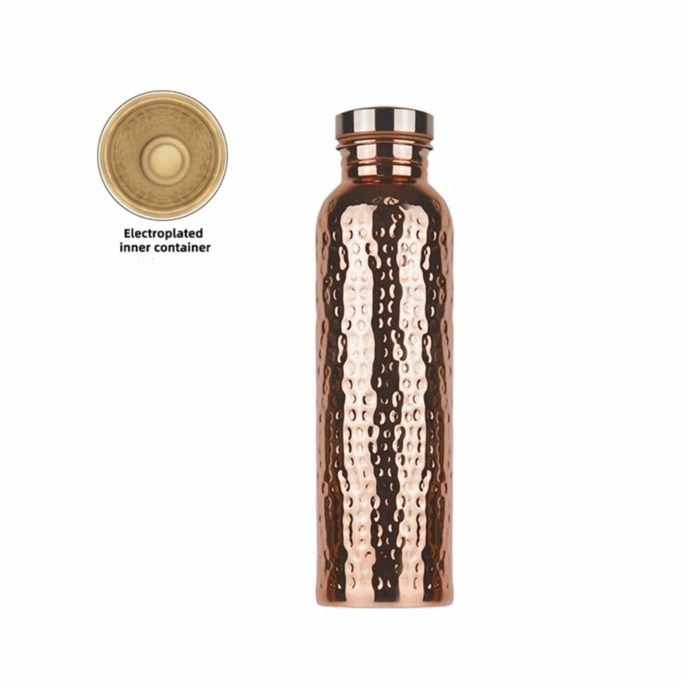 800ML Copper Water Bottle Anti-Slip Silicone Base One-Click Open Lid Leakproof Sports Bottle Thermal Insulation