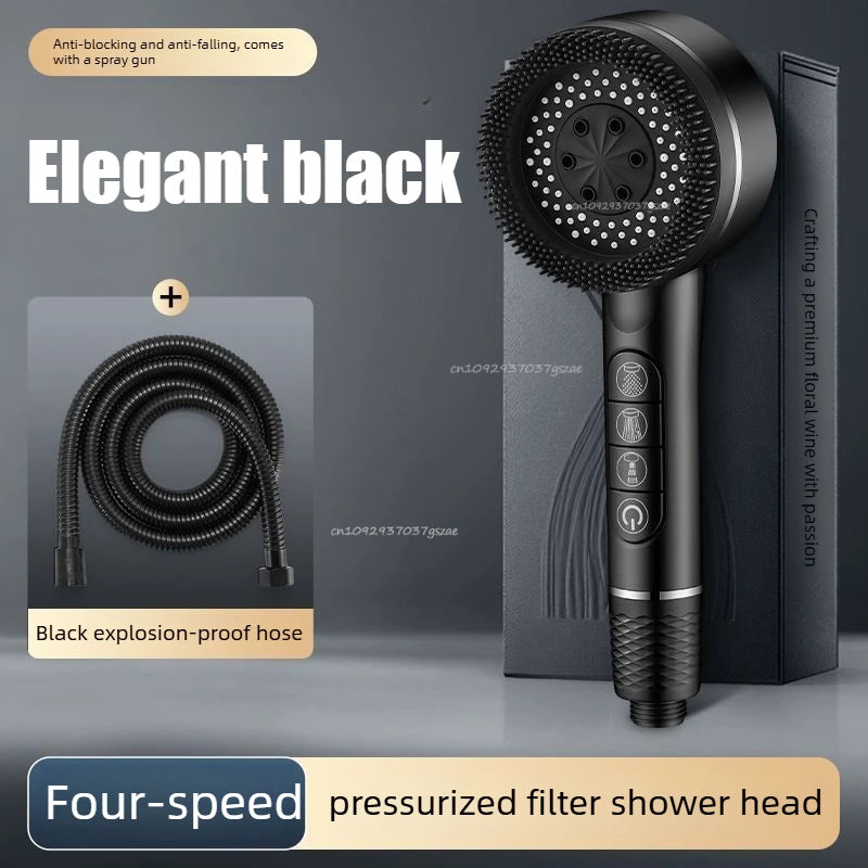 Shower Head 4 Modes Water Saving Adjustable High Pressure Shower Handheld Spray Hangable Multifunctional Bathroom Accessories
