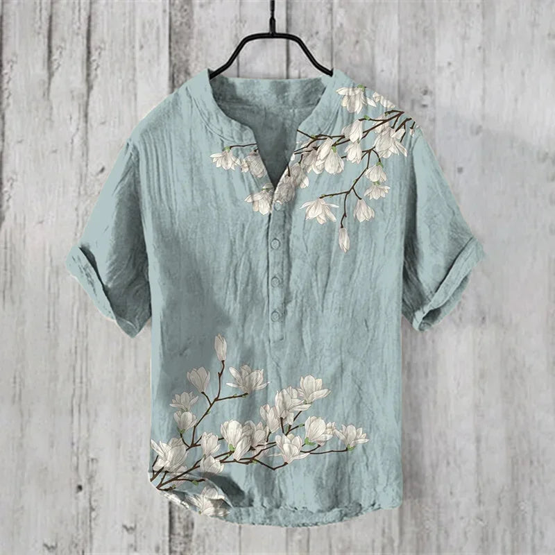 Men's Casual Fashion Hawaiian Retro Short Sleeved Shirt 2025 New Fashion Trend