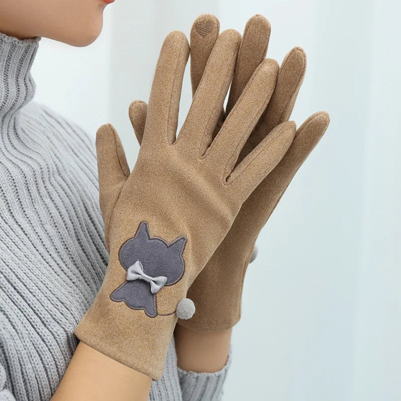 New Grace Fashion Lady Gloves Women Winter Vintage Touch Screen Driving Keep Warm Windproof Glove Mittens Dropshiping G072