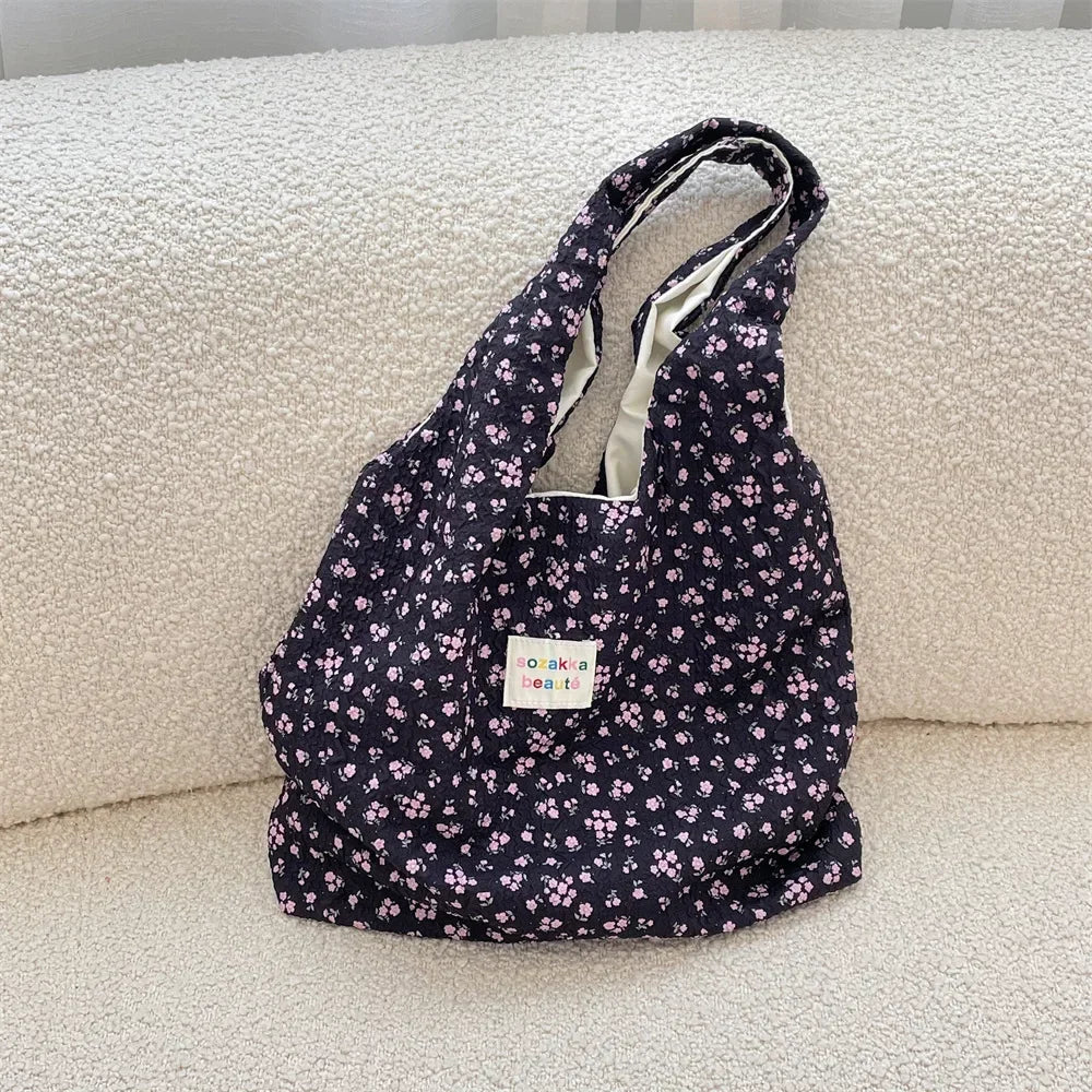 Female Tote Shopping Bag Eco Handbag Reusable Grocery Shopper Purse Korean Women Sweet Cartoon Shoulder Bag Books Pouch