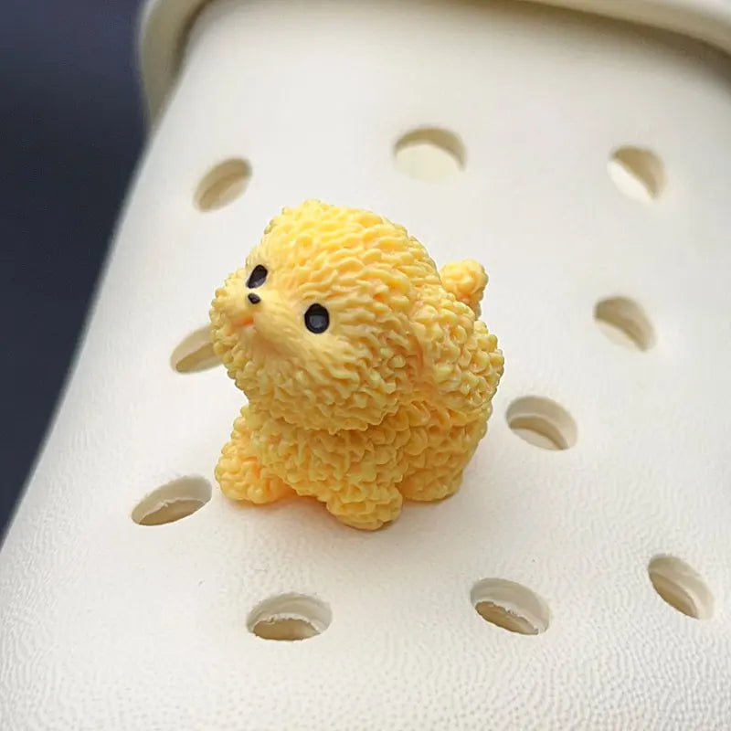 Cartoon Cute Curly Dog Animal Shoe Charms for Crocs Decorations Clogs Pins Slipper Accessories Garden Sandals Girl Kids Gift