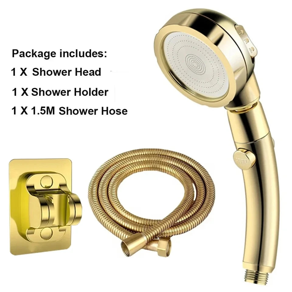 High Pressure Shower Head Set With Hose and Holder Silver 3 Modes Large Flow Rainfall Handheld Shower Faucet Bathroom Accessoies