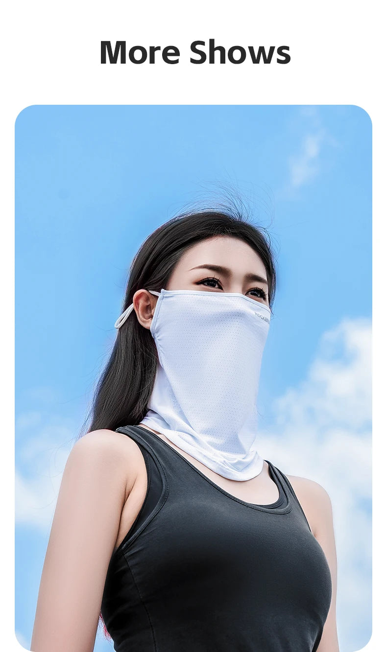 ROCKBROS Summer Ice Silk Cycling Face Mask Breathable Anti-UV  Bike Face Neck Cover Bandana MTB Road Sports Hanging Ear Scarf
