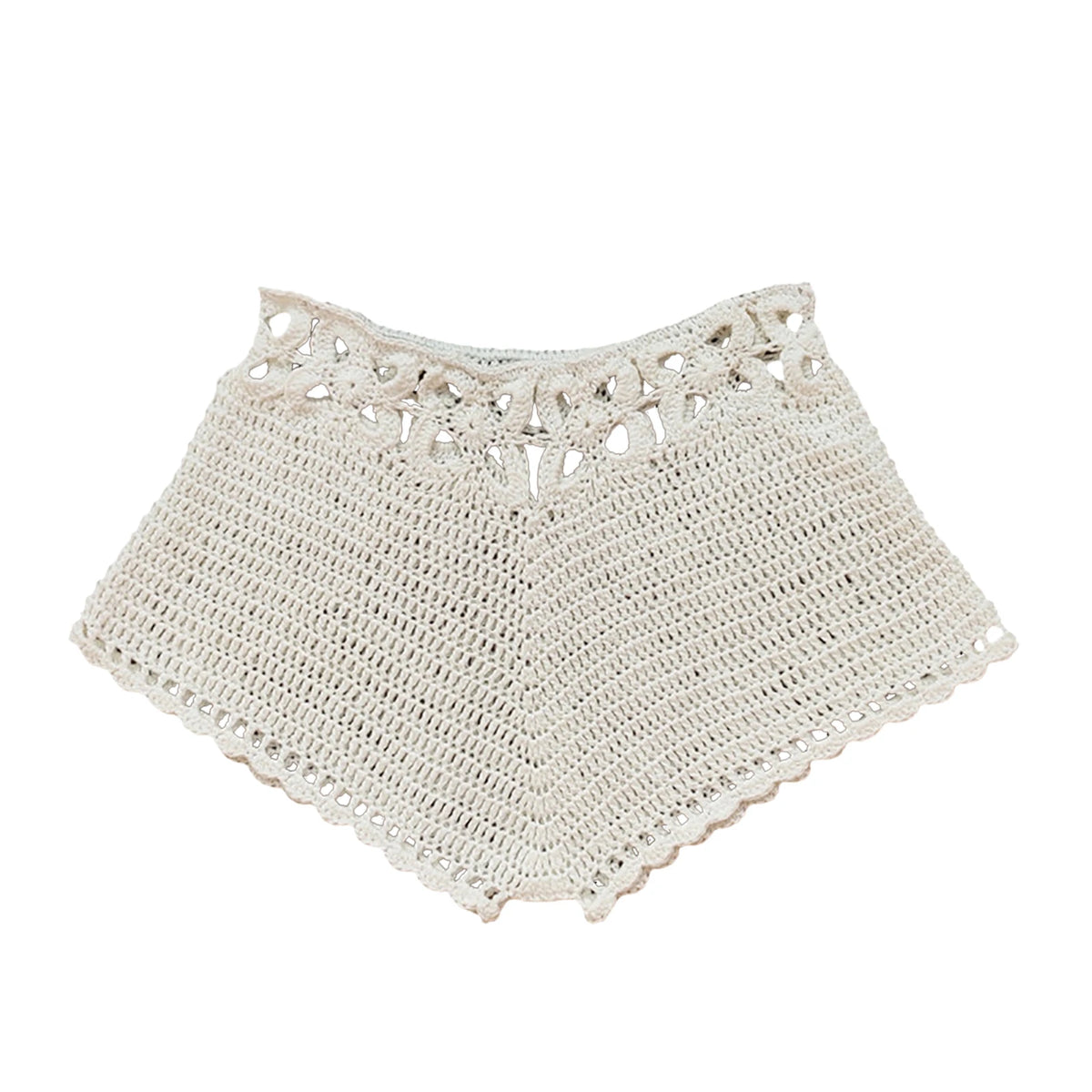 Summer Women Vintage Crochet Cutout Swim Shorts Bathing Suit Bottoms Drawstring Beach Board Shorts Swim Beach Boho Shorts