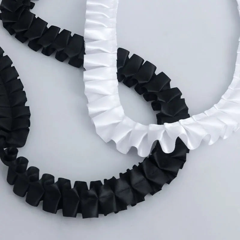 DIY Handmade Lolita Bag Accessories 2.5cm Width Polyester Ribbon with Pleated Ruffle Edge Lolita Decorative Clothes Hats Bags 1M