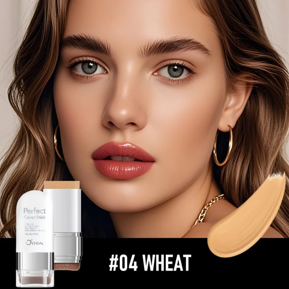 Thin and Comfortable Perfect Cover Stick Waterproof Long-lasting Concealer Foundation Stick with Brush Instant Natural