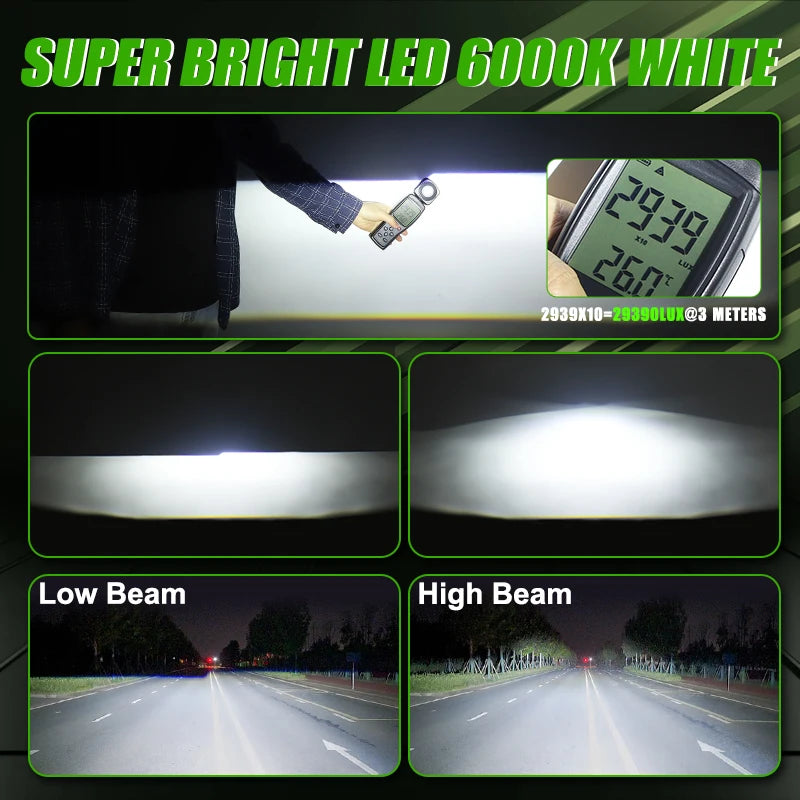 LED Projector Lens 2.5 Inch Bi LED High Low Beam Lights 80mm LED Halo for H4 H7 9005 9006 Car Headlight Bulbs Auto Diodes Turbo