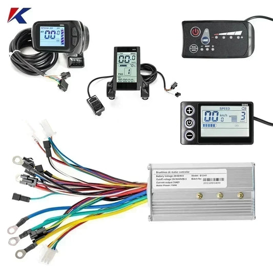 Electric Bike Brushless Controller 25A 35A with LCD Display Electric Bicycle Scooter E-bike Accessories Parts 36V 48V 750W 500W