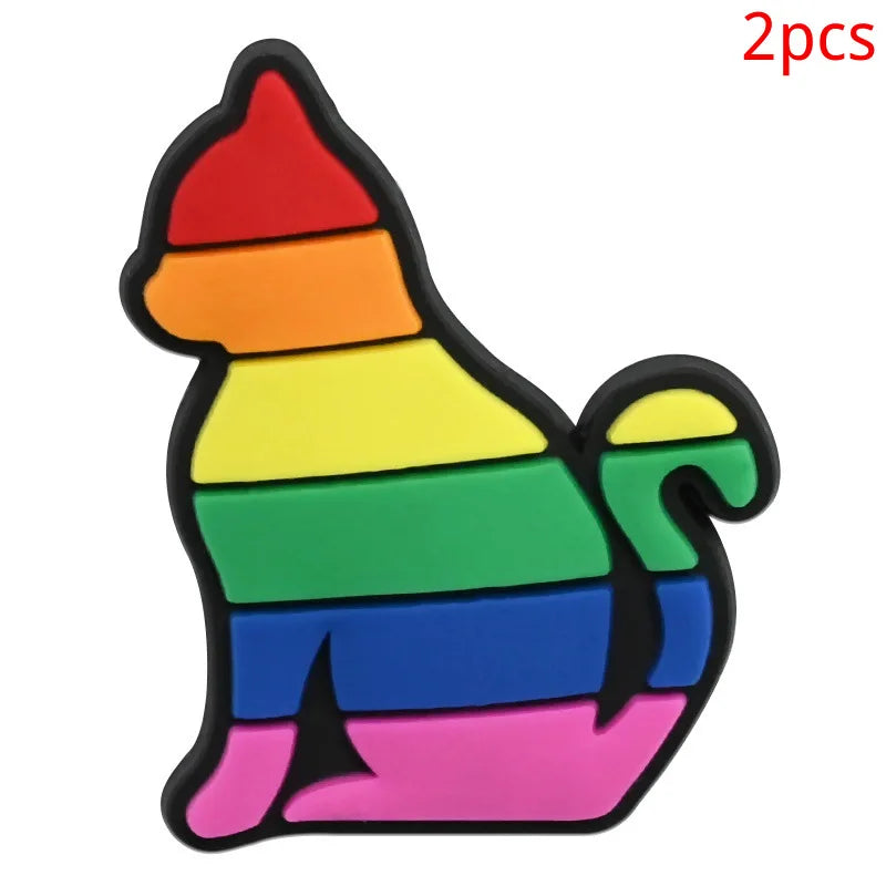 New rainbow shoe charm hole shoe accessories DIY shoe accessories PVC soft rubber shoe buckle jewelry spot wholesale