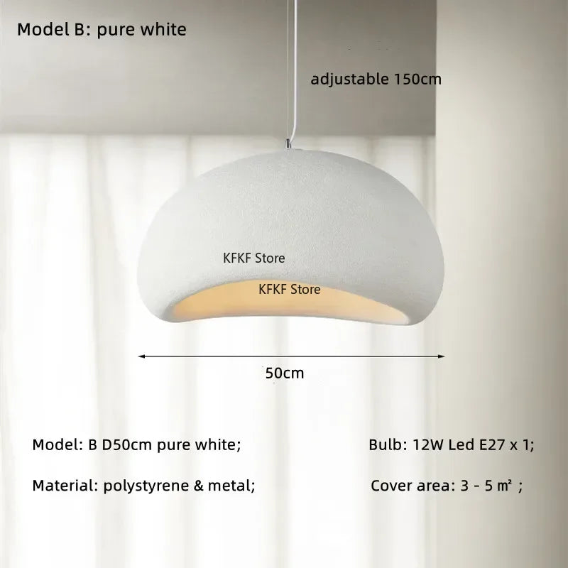 Nordic Wabi Sabi LED Pendant Light E27 Simple Chandelier Cord Suspend Lamp for Dining Room Restaurant Luminarias Fixtures