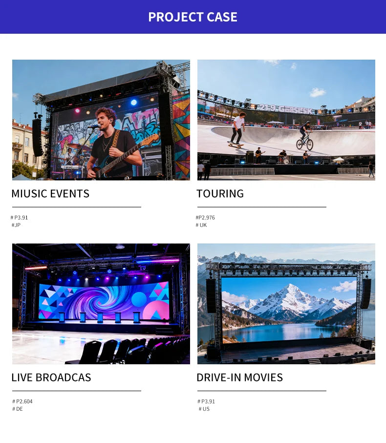 500x500mm Indoor Outdoor LED Screen Stage Background Led Video Wall P2.6 P2.9 P3.91 Seamless Splicing Rental LED Display Screen