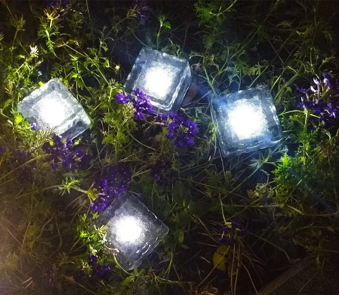 1PC Solar Ice Cube Glass Brick Lights LED Waterproof Outdoor Solar Powered Pathway Garden Yard Landscape Decoration Lamps