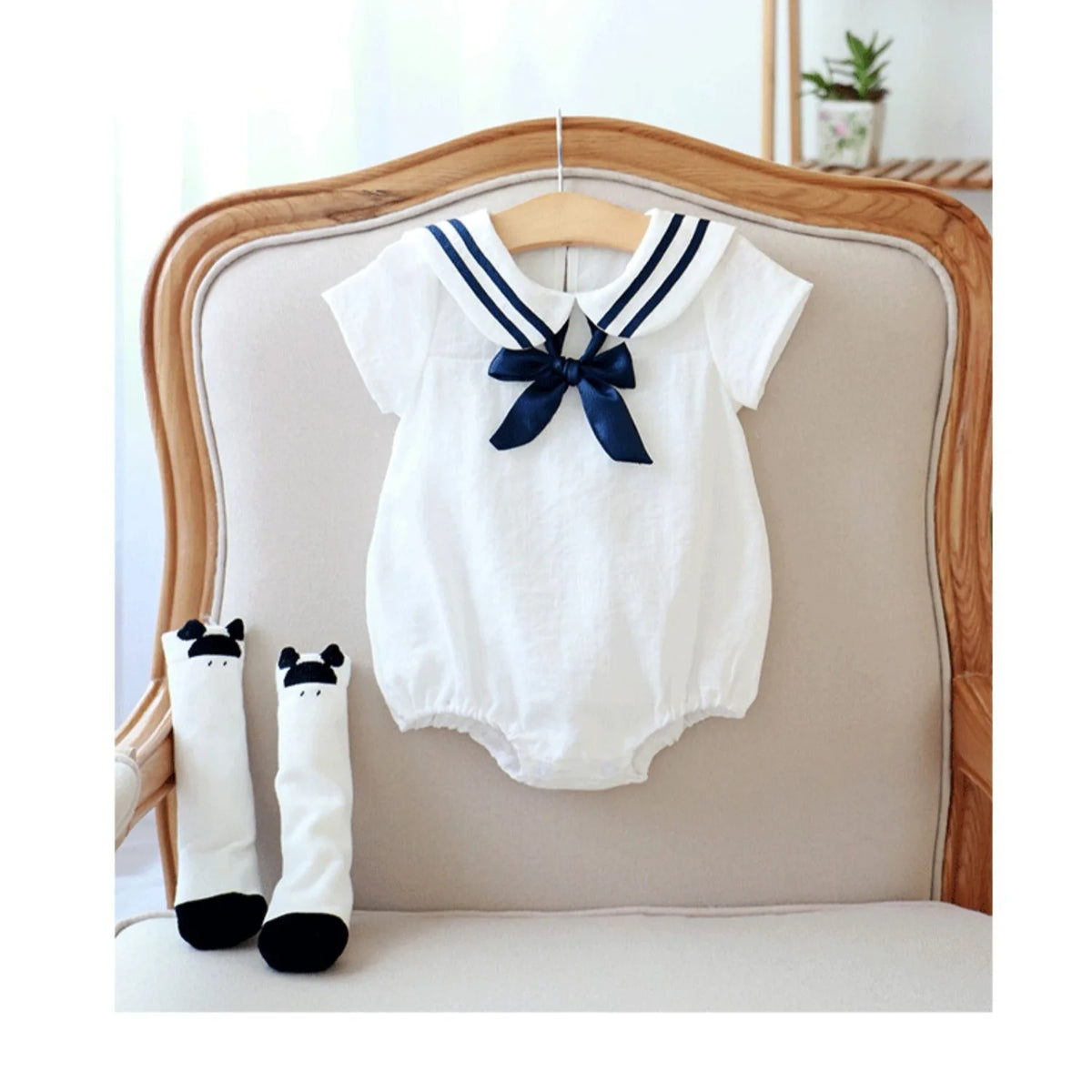 INS Style Infant Toddlers Baby Romper Short Sleeve Navy Style Thin Cotton Bodysuit Kids Clothing Children Wear Clothes