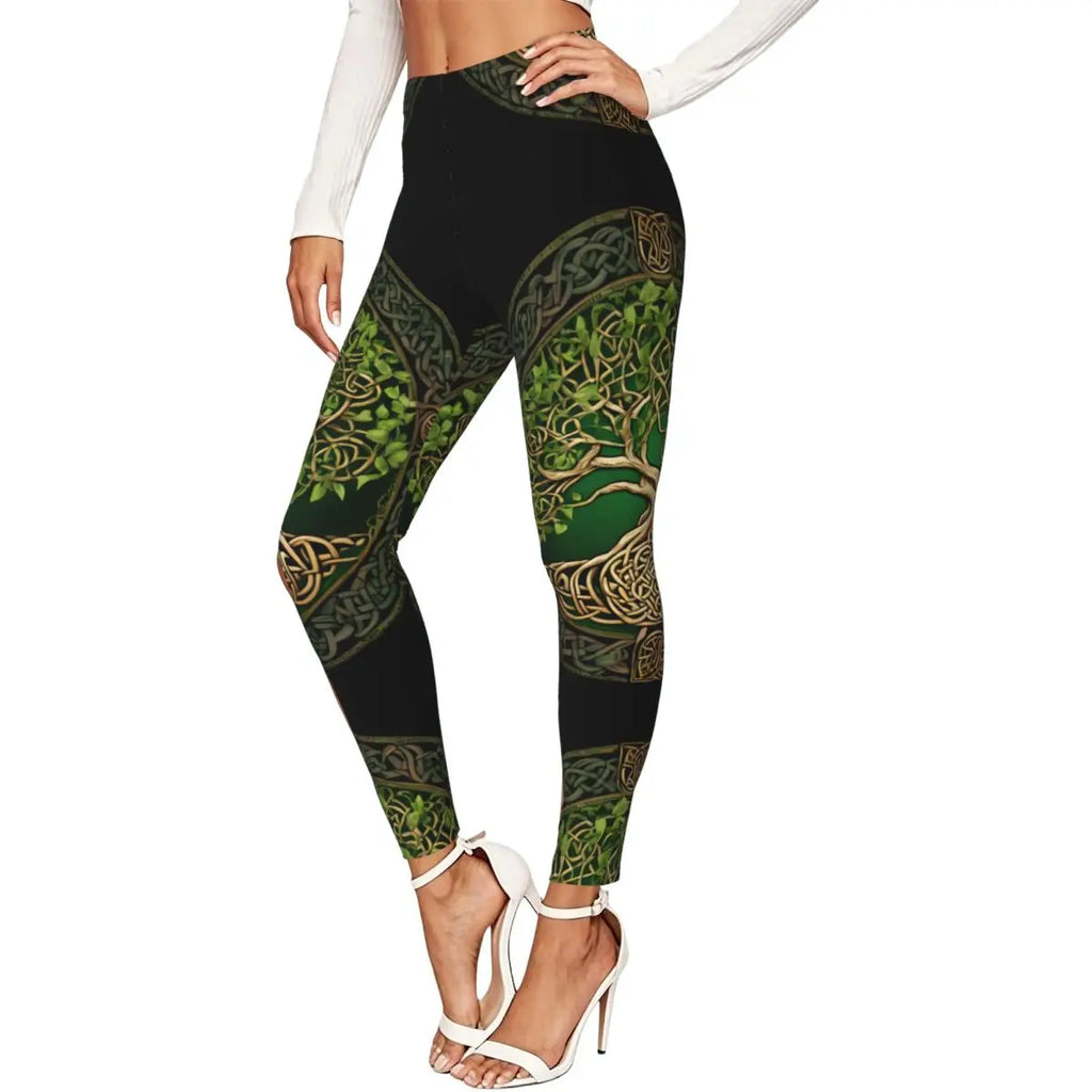 Women Full Length Elastic Leggings High Waist Tight Pants Tree Of Life Casual Bottoms