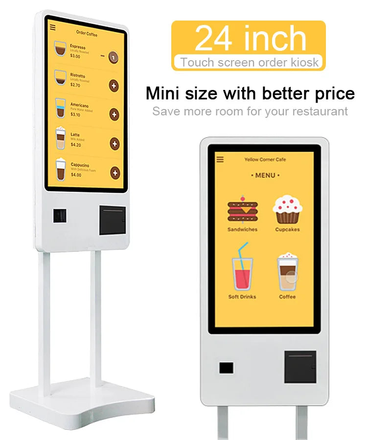 The restaurant touch screen displays the kiosks