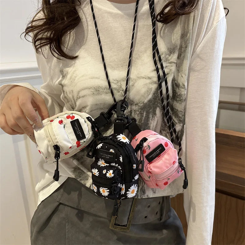 Women Small Bag Mini Lipstick Headphones Trendy Fashionable Pendant Bag Simple Niche Design Fabric Single-shoulder Crossbody Bag