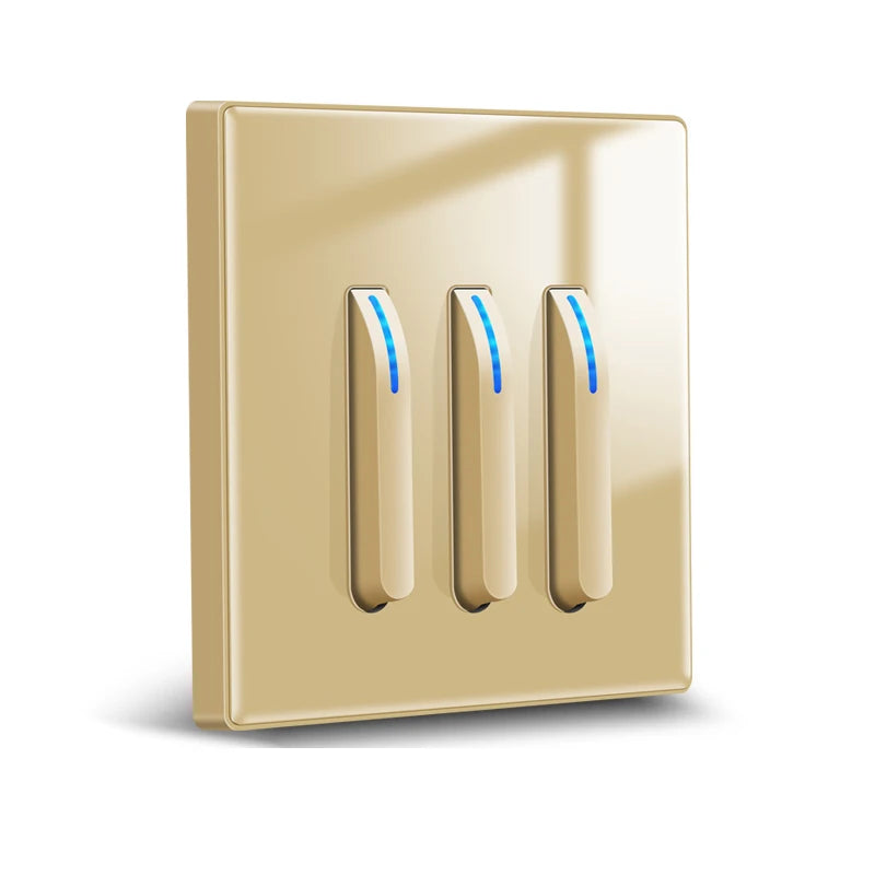 Wall Switch Light Switch 1 2 3 4 Gang Piano Button 1 Way 2 Way White Black Gray Gold Tempered Glass Panel L6